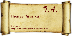 Thomas Aranka névjegykártya